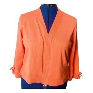 89th & Madison Sweater Cardigan Womens Large Orange 3/4 Sleeve Bows Lightly Used